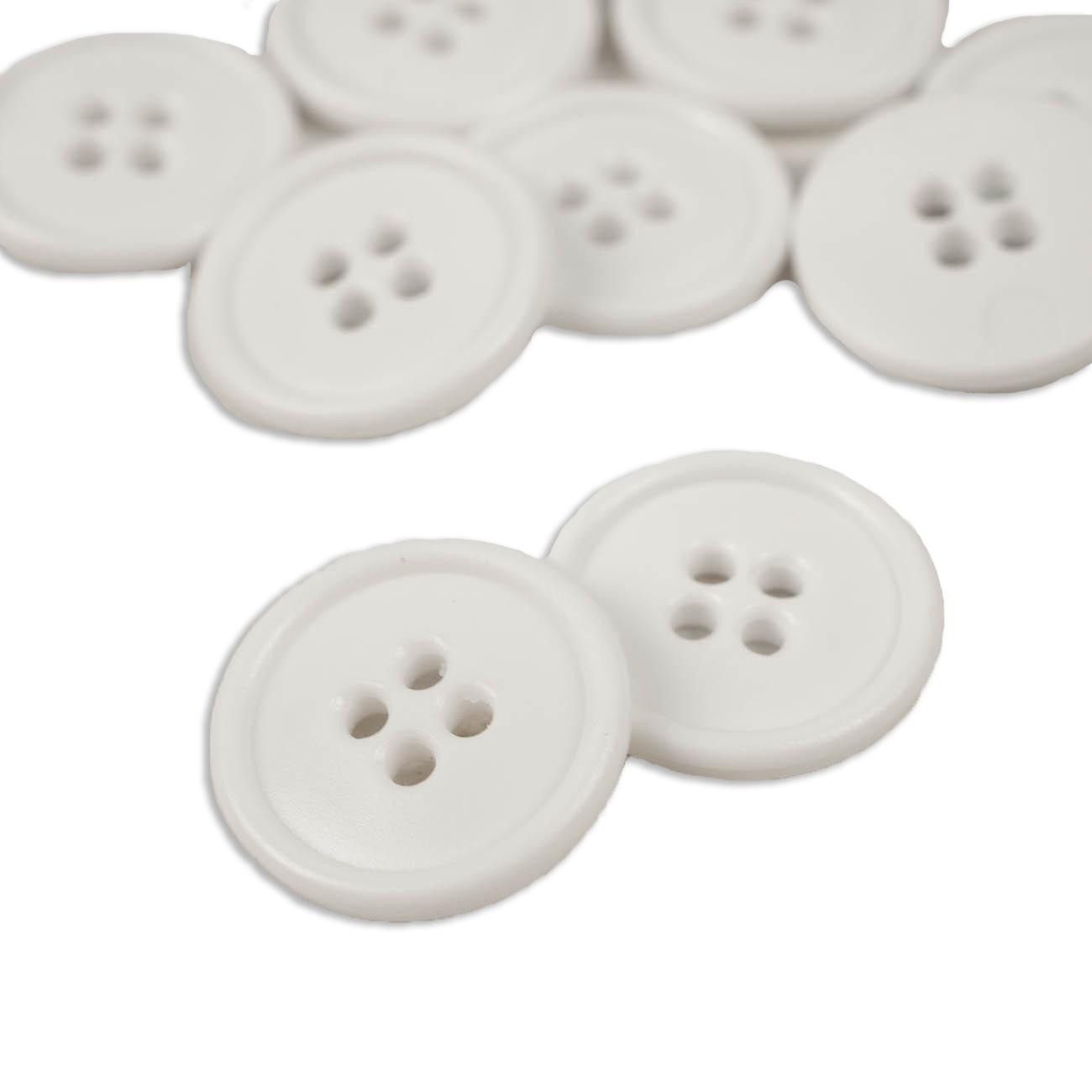 Guzik okrągły plastikowy 15mm czterodziurkowy - biały