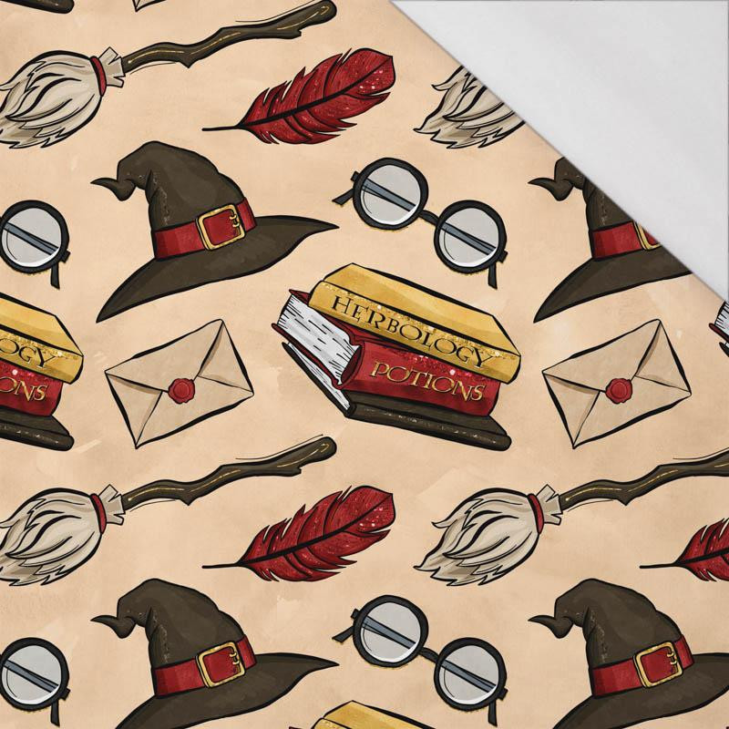 CZARODZIEJSKI MIX WZ. 1 (MAGICZNA SZKOŁA) / beżowy - single jersey z elastanem 