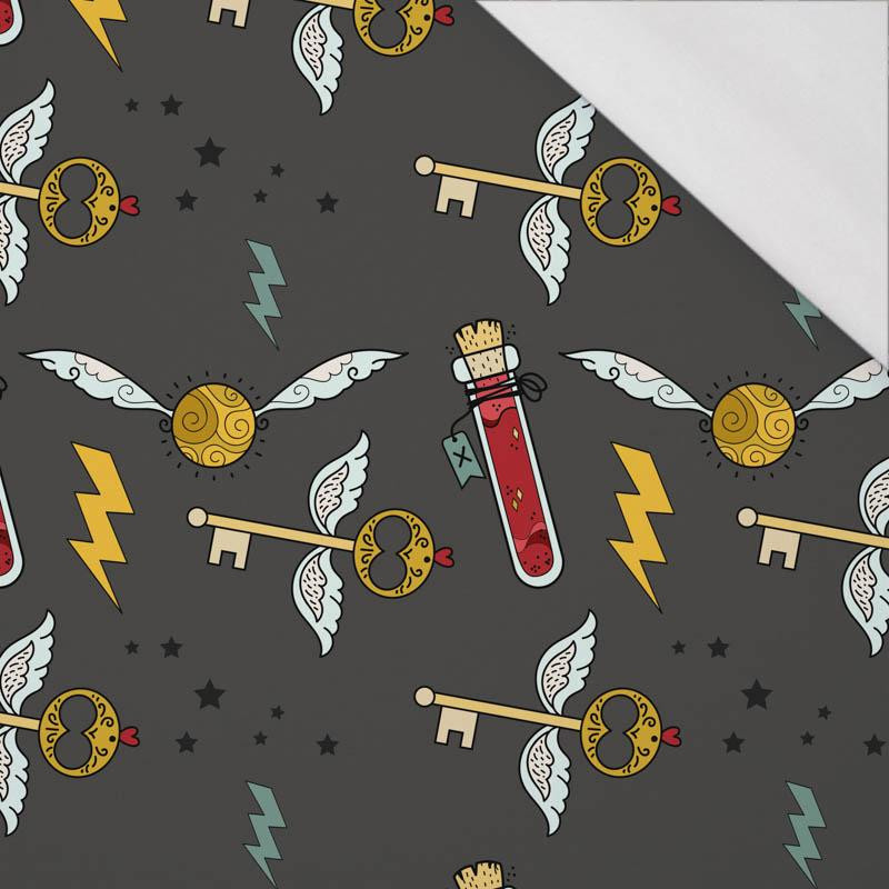 CZARODZIEJSKI MIX WZ. 5 (MAGICZNA SZKOŁA) / grafitowy - single jersey z elastanem 