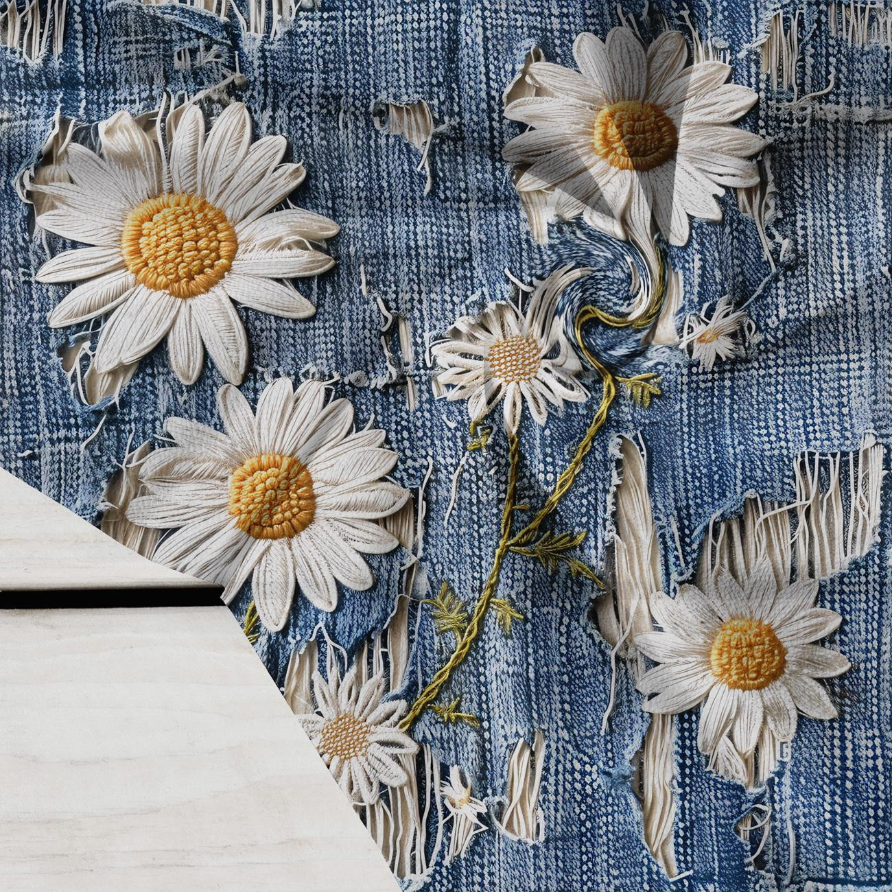 DAISIES DENIM IMITATION WZ. 3 - Krepa
