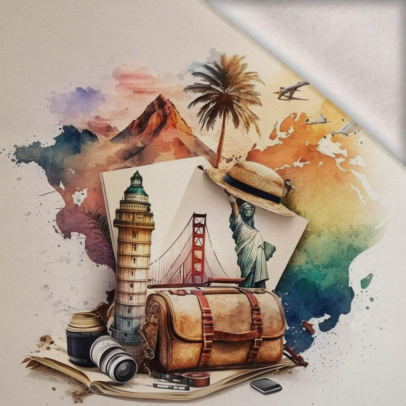 TRAVEL TIME WZ. 3 - PANEL (75cm x 80cm) dzianina drapana z elastanem ITY TRAVEL TIME WZ. 3 - PANEL (75cm x 80cm) dzianina drapana z elastanem ITY