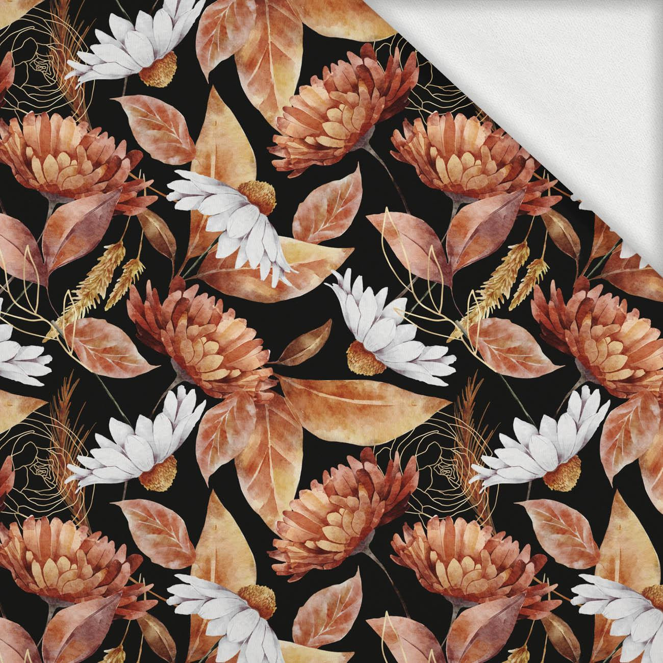 GOLDEN GARDEN WZ. 3 (KOLOROWA JESIEŃ) / czarny - dzianina pętelkowa z elastanem ITY