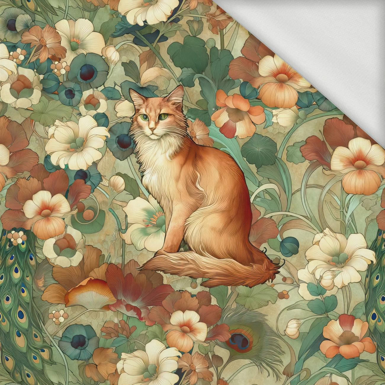 ART NOUVEAU CATS & FLOWERS WZ. 2 - panel (75cm x 80cm) dzianina pętelkowa