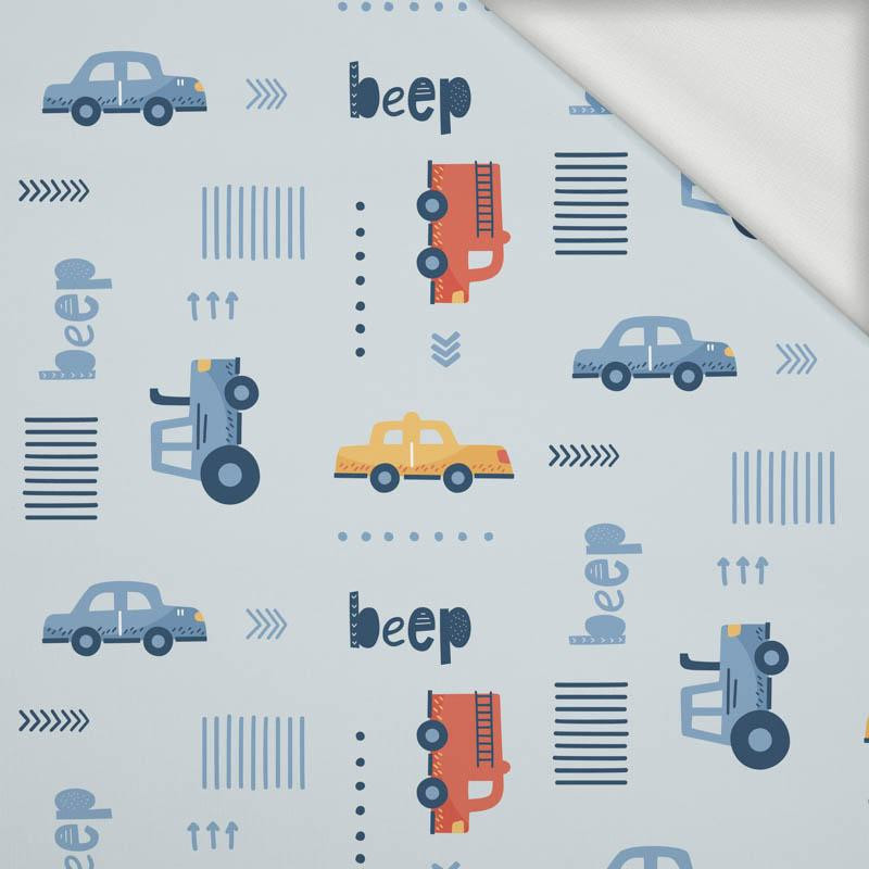 POJAZDY (BEEP) / błękitny (ADVENTURE BEGINS) - dresówka pętelkowa
