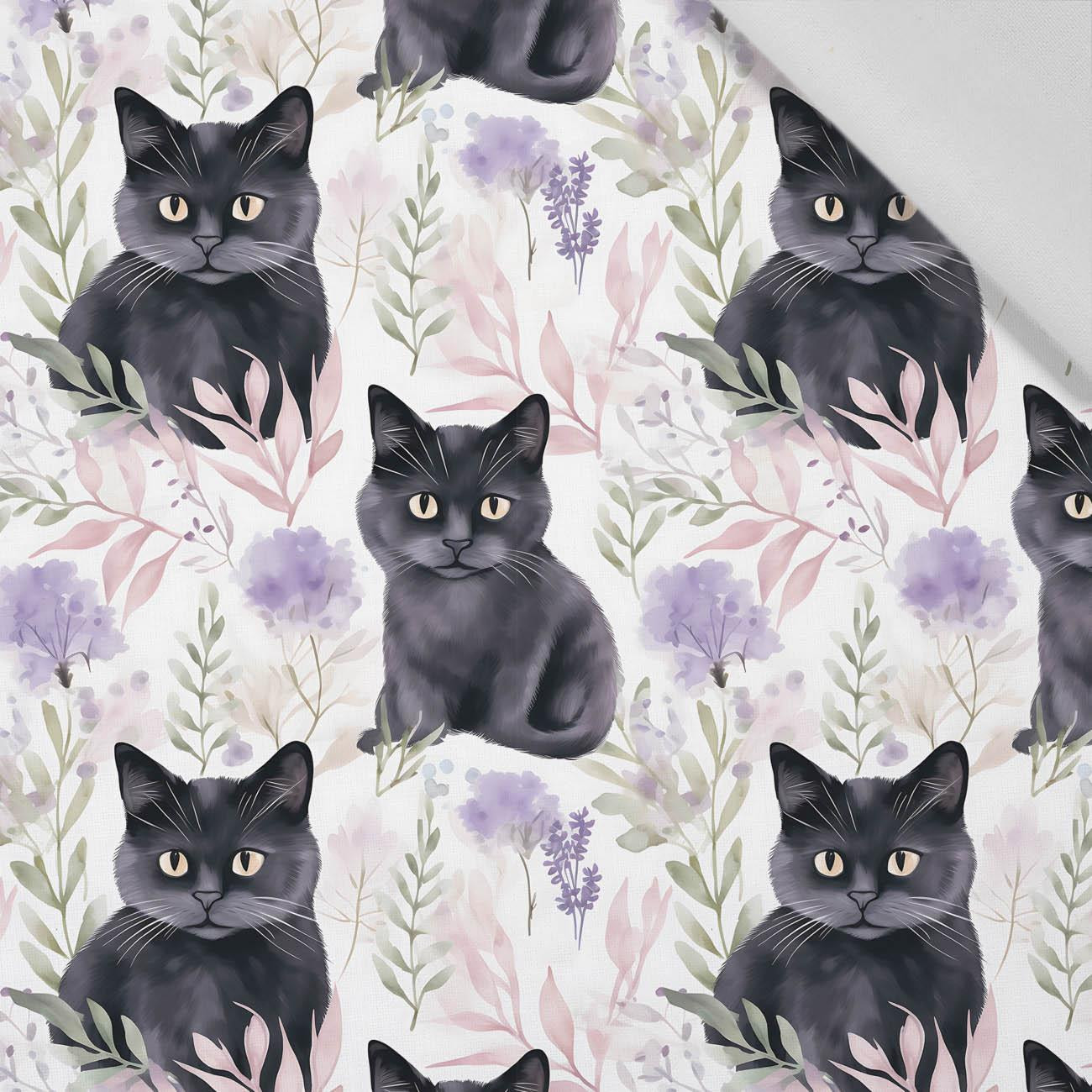 PASTEL BLACK CAT - tkanina bawełniana