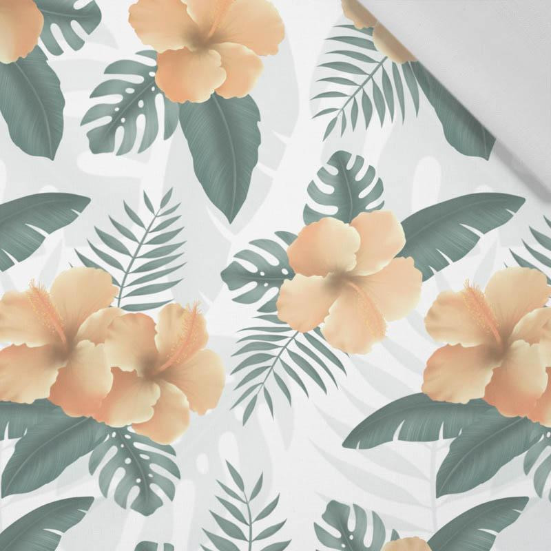 HIBISKUS wz. 2 / żółty - tkanina bawełniana