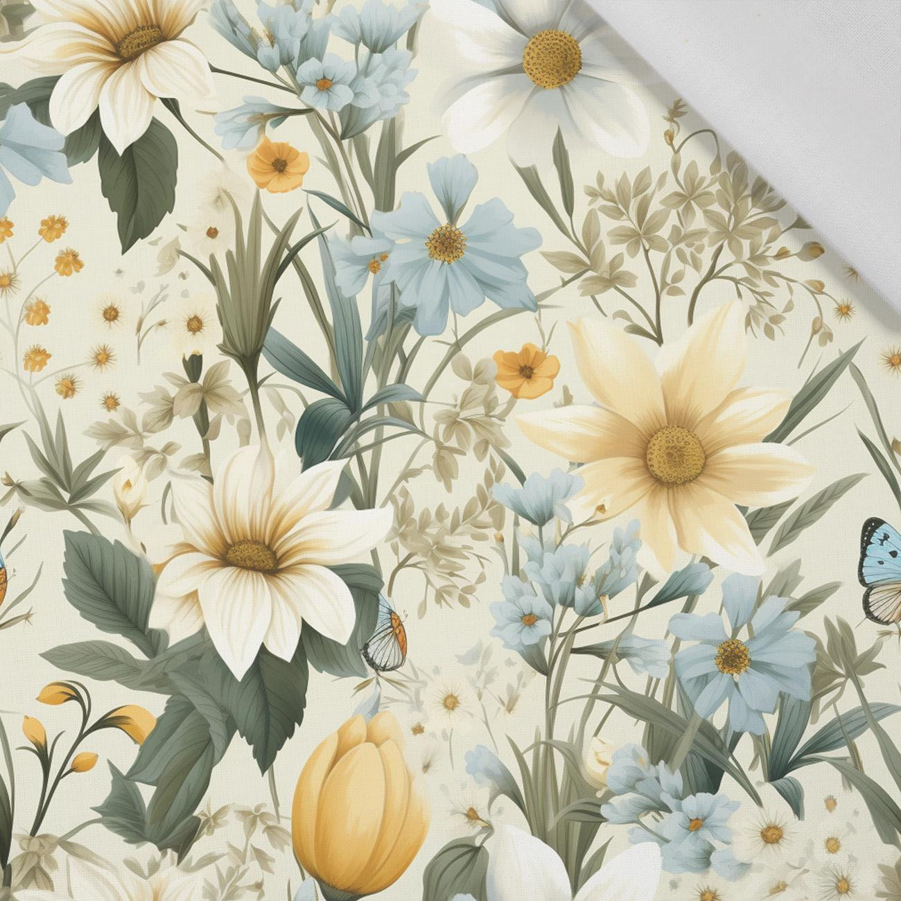 SPRING FLOWERS WZ. 3 (BUTTER YELLOW) - tkanina wiskozowa
