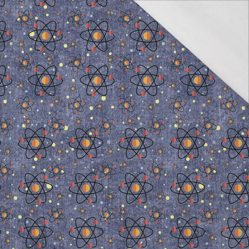 KOSMICZNE ATOMY (WYPRAWA W KOSMOS) / ACID WASH GRANATOWY - single jersey z elastanem 