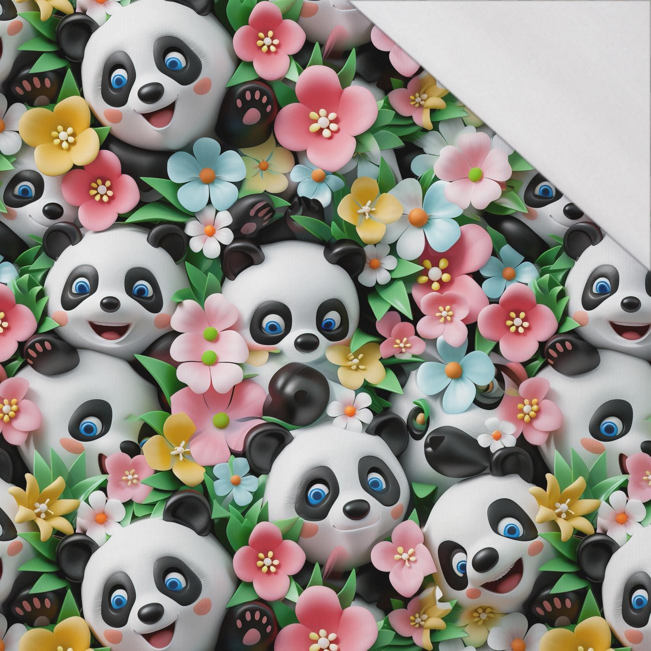 PANDY / KWIATY wz. 3 - single jersey 