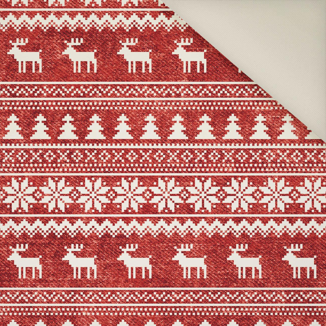 RENIFERY WZ. 2 / ACID WASH CZERWONY- Welur tapicerski