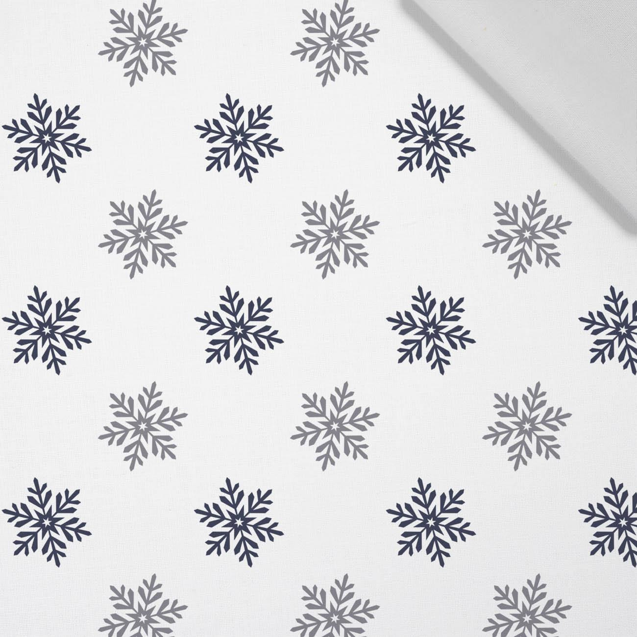 PŁATKI ŚNIEGU wz. 5 (ZIMOWY CZAS) / biały - tkanina bawełniana