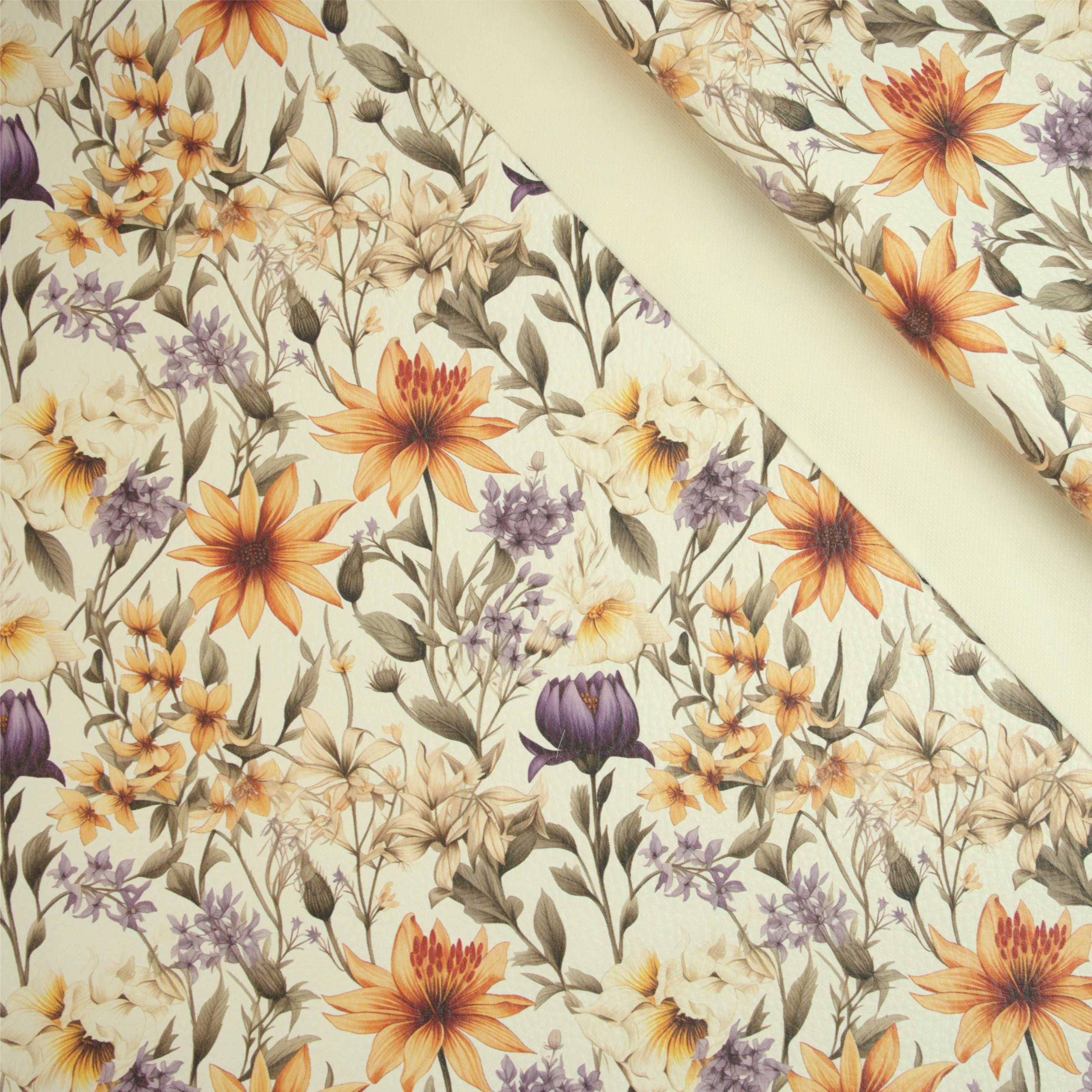 FLOWERS wz.5 (46 cm x 50 cm) - gruba ekoskóra tłoczona