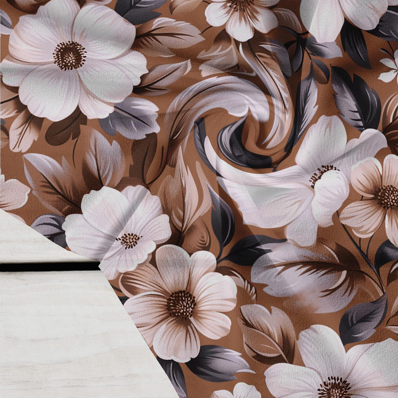 FLOWERS WZ.6/ Mocha Mousse  - Krepa