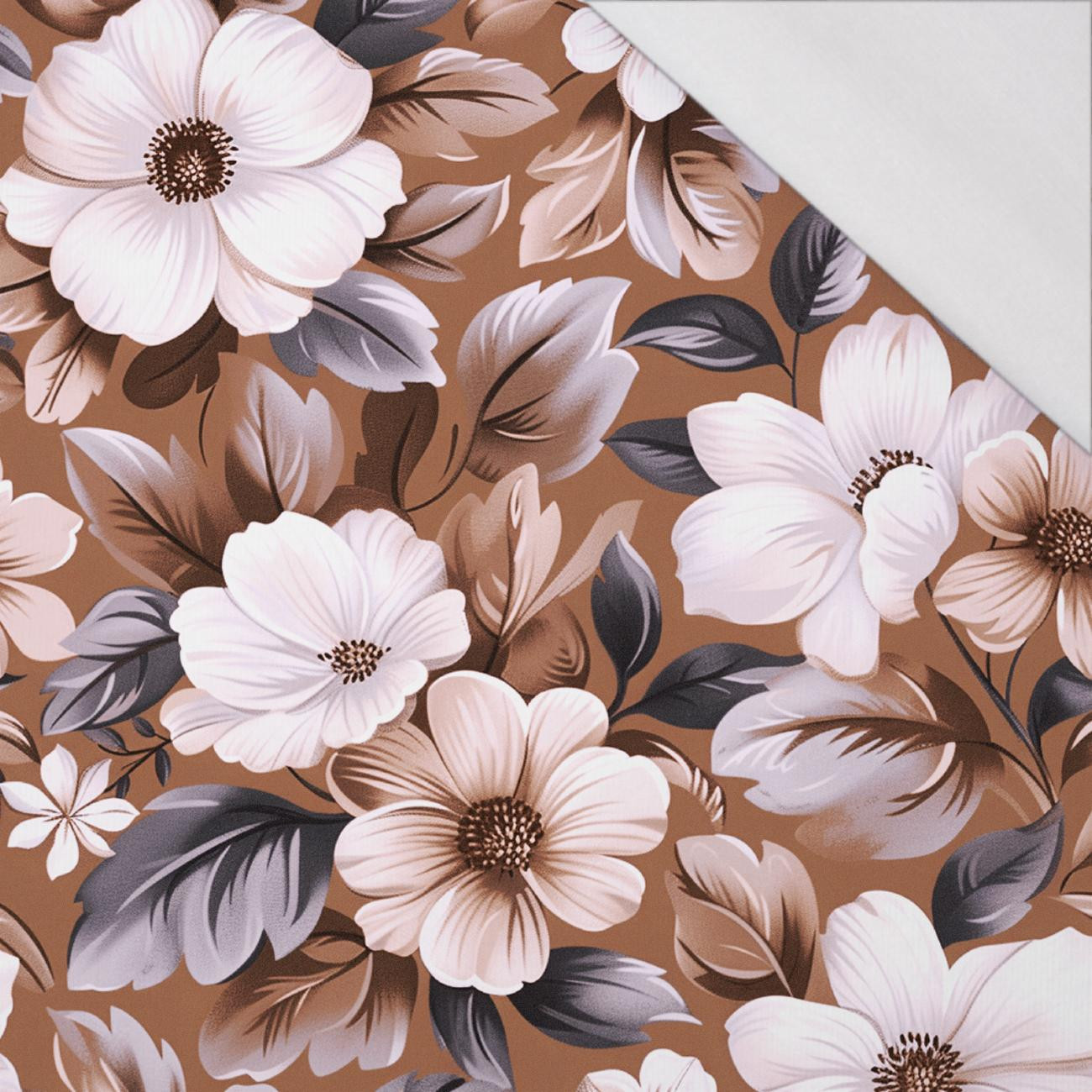FLOWERS WZ.6/ Mocha Mousse  - single jersey 