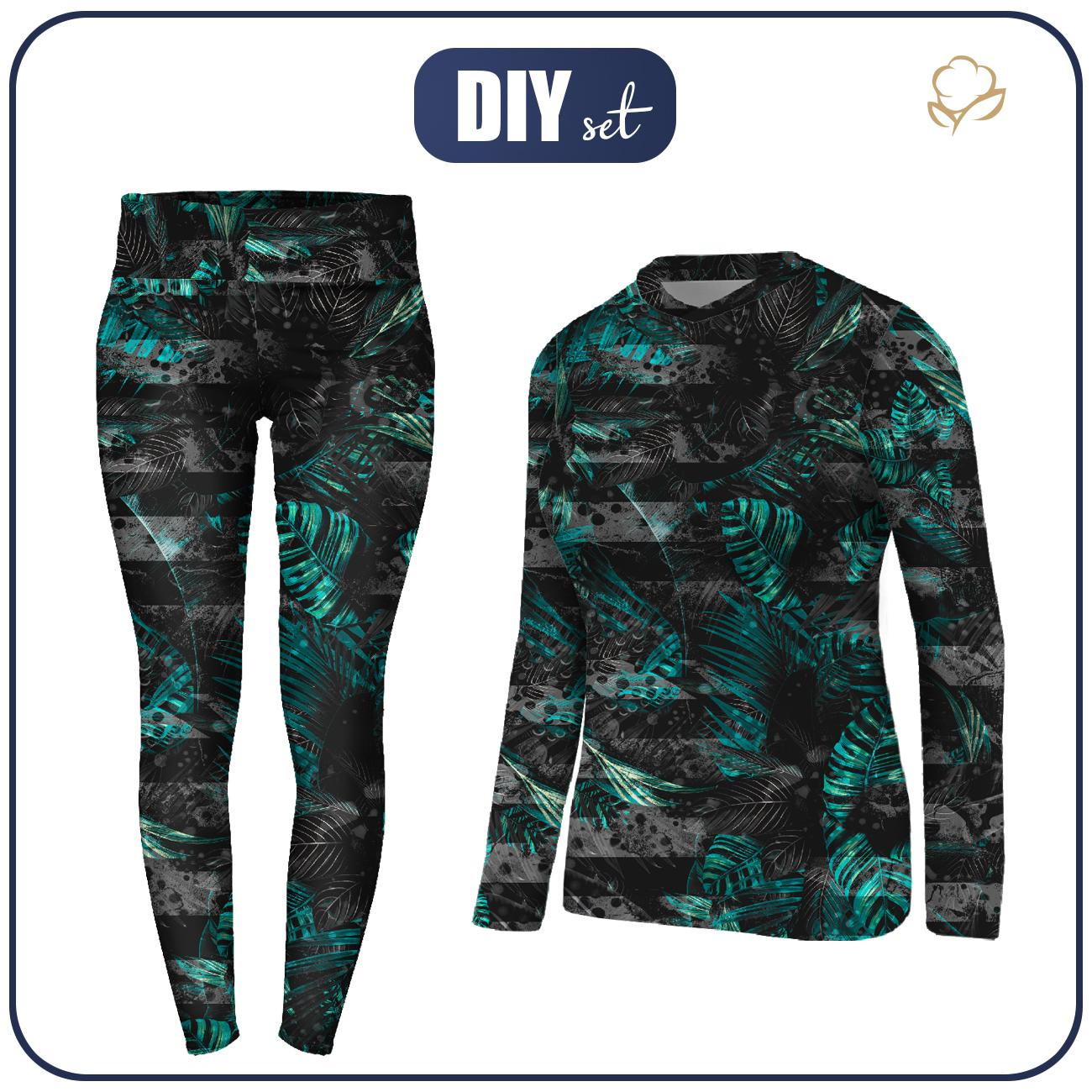 THERMO KOMPLET DAMSKI (JANE) - JUNGLE ZEBRA / MONSTERA - zestaw do uszycia
