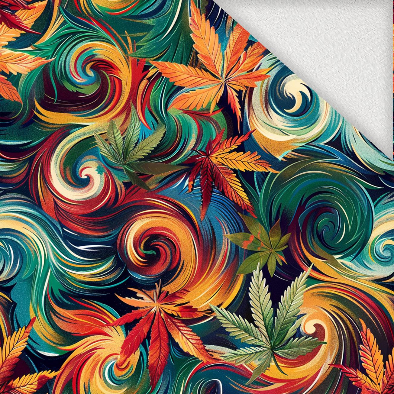 Hemp leaves WZ. 1  - Tkanina na obrusy