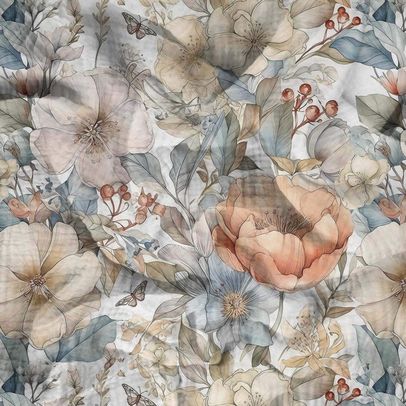 PASTEL FLOWERS WZ.15 - Muślin bawełniany