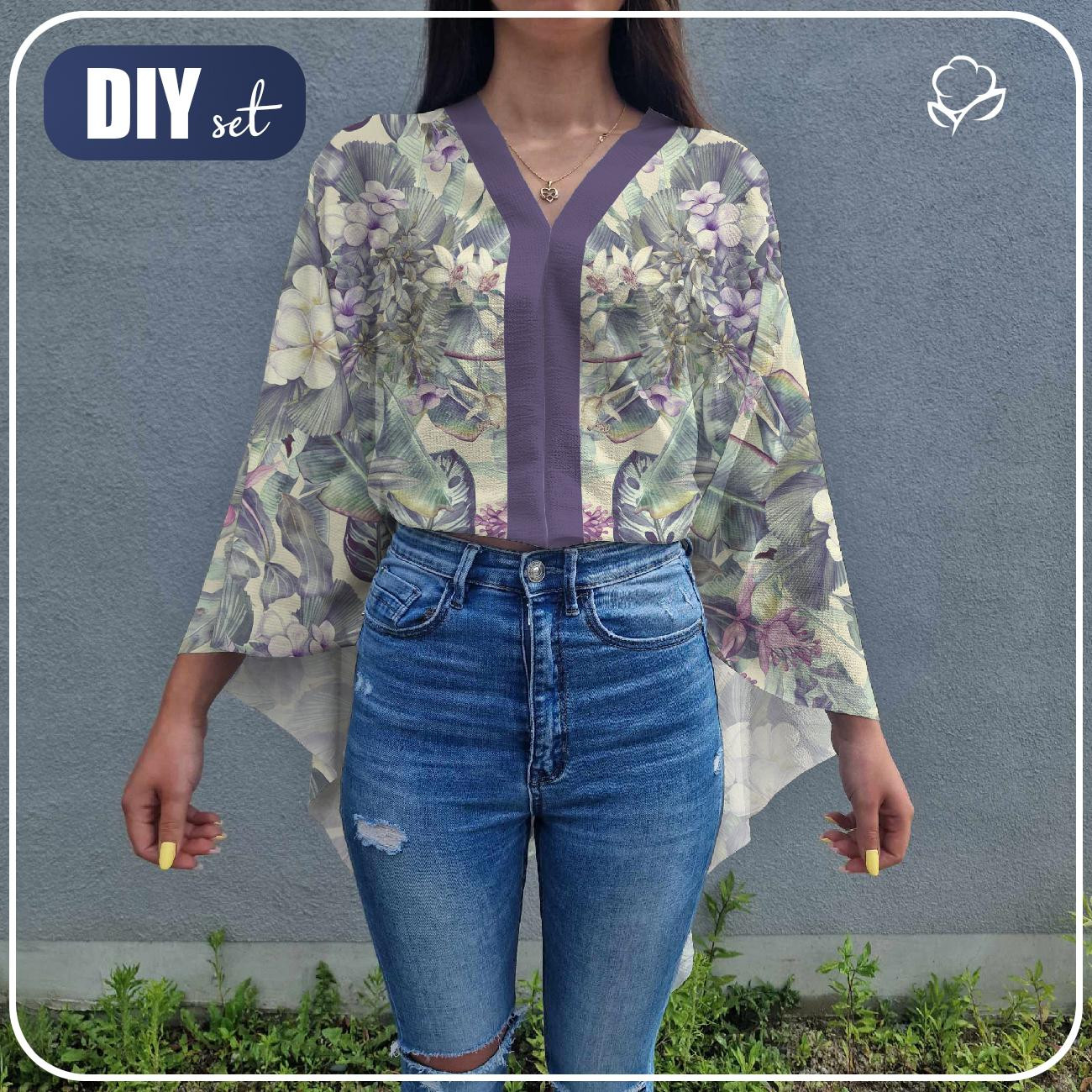 PAREO - PURPLE FLORAL - zestaw do uszycia