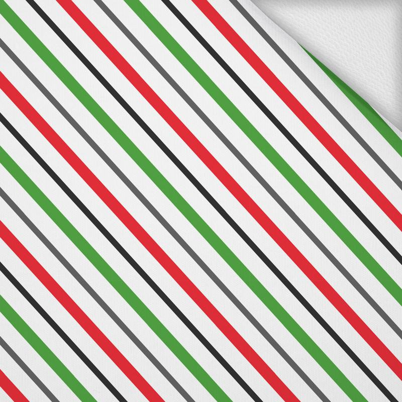 SKOŚNE KOLOROWE PASKI - dresówka pętelkowa