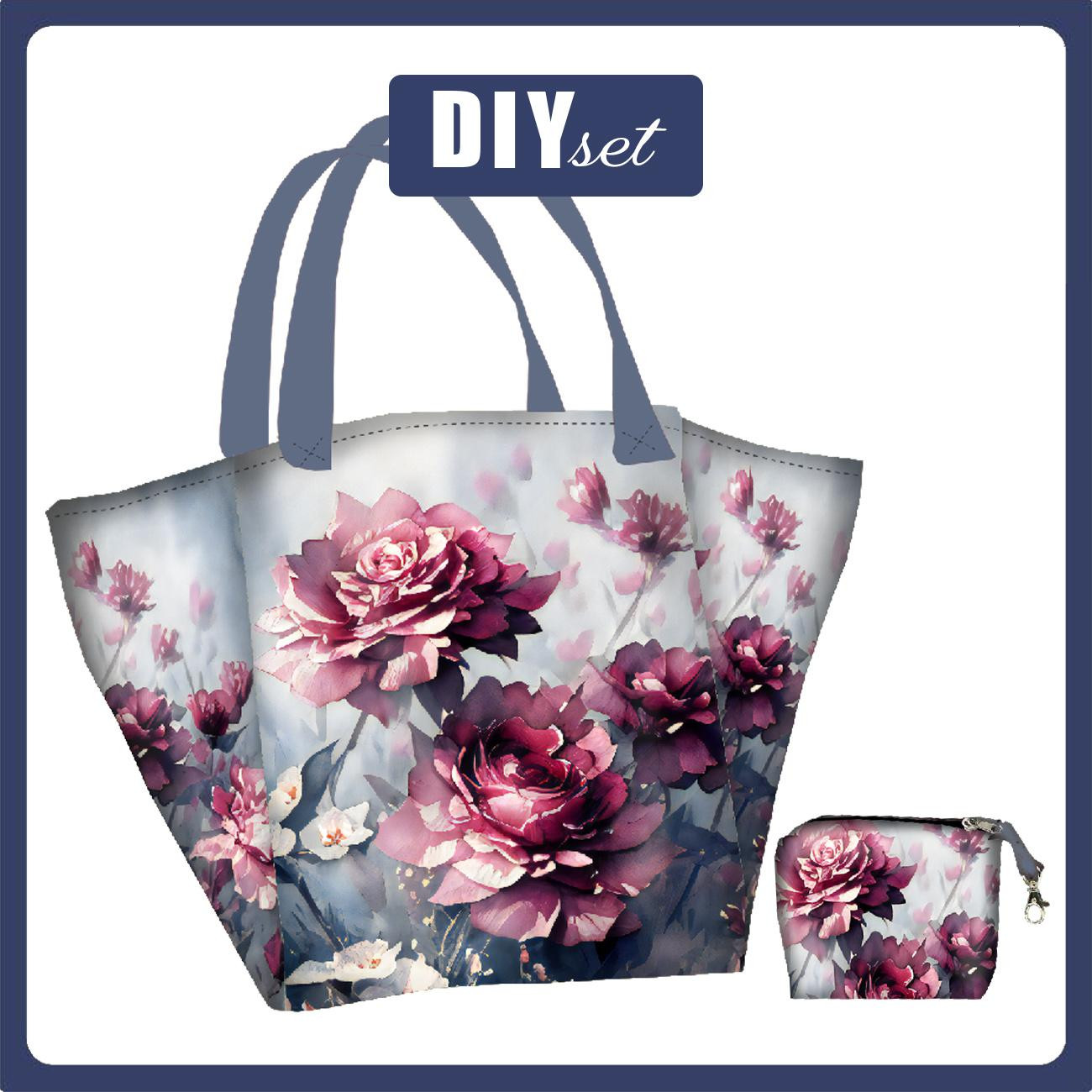 Torba XL z saszetką 2 w 1 - VINTAGE FLOWERS WZ. 4 - zestaw do uszycia