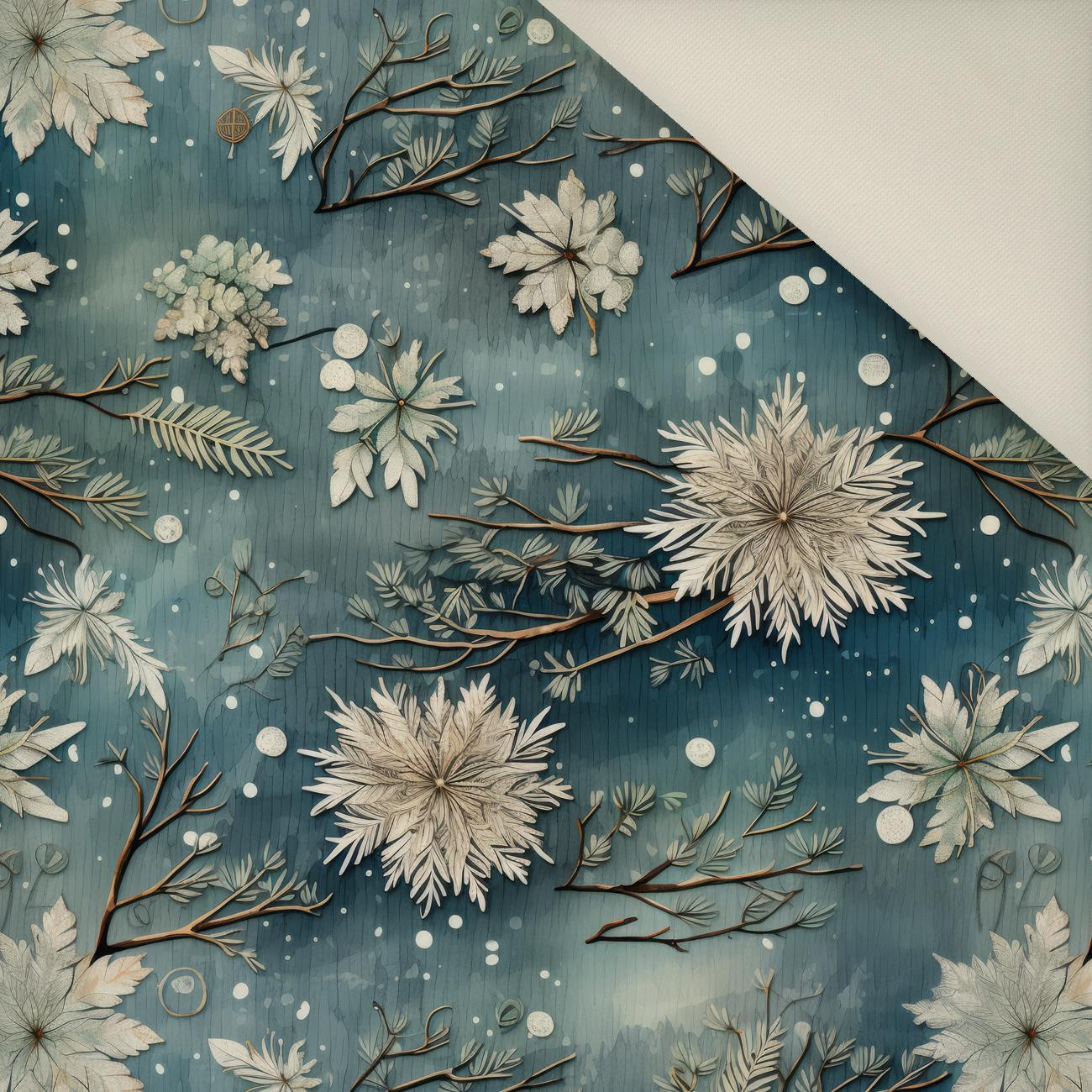 WINTER FLOWERS WZ.8- Welur tapicerski