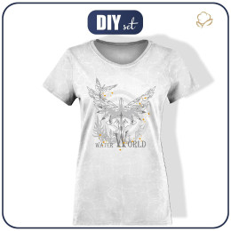 T-SHIRT DAMSKI - WODNY ŚWIAT / szary - zestaw do uszycia