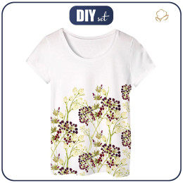 PIŻAMA-T-SHIRT "LINDA" - CZARNY BEZ (KWITNĄCA ŁĄKA) - zestaw do uszycia