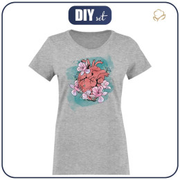 T-SHIRT DAMSKI - EL CORAZON / melanż jasnoszary - single jersey