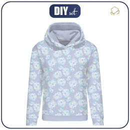 BLUZA DAMSKA (POLA) CLASSIC Z KAPTUREM - LODOWE KWIATY (ZACZAROWANA ZIMA) - dzianina pętelkowa 