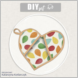 ŁAPKI KUCHENNE- DUŻE LIŚCIE MIX / żółty