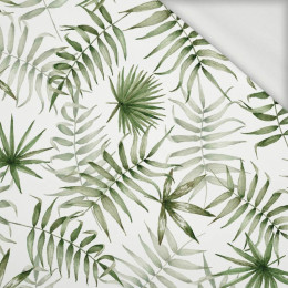 TROPIKALNE LIŚCIE wz. 3 / biały (JUNGLE) - dresówka pętelkowa