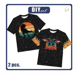 2-PACK - T-SHIRT DZIECIĘCY - DRAGON / czarny - ZESTAW DO USZYCIA