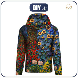 BLUZA DAMSKA (POLA) CLASSIC Z KAPTUREM - FARM GARDEN WITH SUNFLOWERS (Gustav Klimt) - zestaw do uszycia
