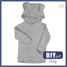 BLUZA DZIECIĘCA TEDDY (PARIS) - MELANŻ JASNOSZARY - zestaw do uszycia