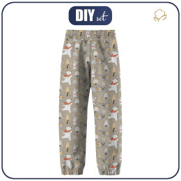 DZIECIĘCE SPODNIE Z SOFTSHELLU (YETI) - ZIMOWE PARTY WZ. 1 (ZIMOWA ZABAWA) / ACID WASH BEŻOWY