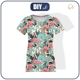 T-SHIRT DAMSKI - FLAMINGI I MONSTERY - single jersey