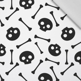 HALLOWEEN CZASZKI I KOŚCI / biały - tkanina bawełniana