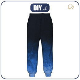 JOGGERY DAMSKIE (NOEMI) - KLEKSY (classic blue) / czarny - zestaw do uszycia