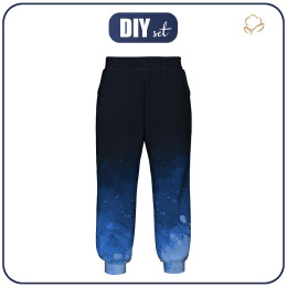 JOGGERY DZIECIĘCE (ROBIN) - KLEKSY (classic blue) / czarny - zestaw do uszycia