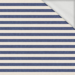 PASKI 1x1 - acid ecru / acid navy - dresówka pętelkowa