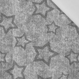 SZARE GWIAZDY (kontur) / przecierany jeans szary - tkanina bawełniana