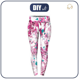 THERMO LEGGINSY DAMSKIE (GRETA) - PINK SPLATTER - zestaw do uszycia