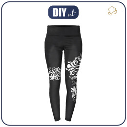 THERMO LEGGINSY DAMSKIE (GRETA) - DAMASCO KONTUR / czarny - zestaw do uszycia