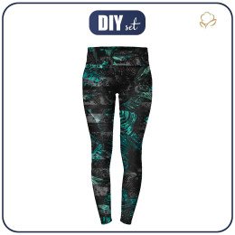 THERMO LEGGINSY DAMSKIE (GRETA) - JUNGLE ZEBRA / MONSTERA - zestaw do uszycia