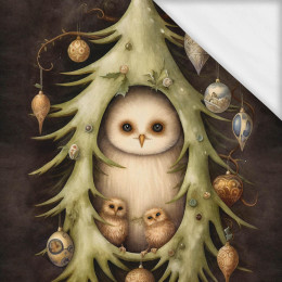 VINTAGE CHRISTMAS OWL wz. 2 - PANEL (60cm x 50cm) SINGLE JERSEY ITY