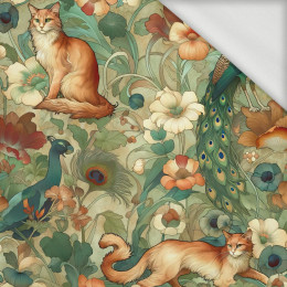 ART NOUVEAU CATS & FLOWERS WZ. 2 - dresówka pętelkowa