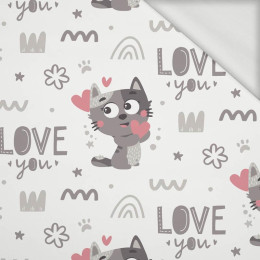 KOTY / love you (KOCI ŚWIAT) / BIAŁY - dresówka pętelkowa
