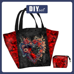 Torba XL z saszetką 2 w 1 - FLOWER HEART - zestaw do uszycia