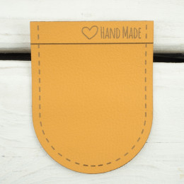 Duża kieszonka z eko skóry zaokrąglona "Hand Made" - miodowy