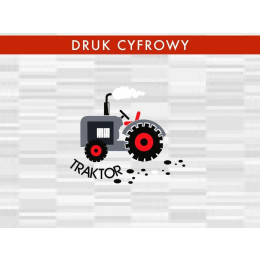 TRAKTOR / szary - panel dzianina pętelkowa 